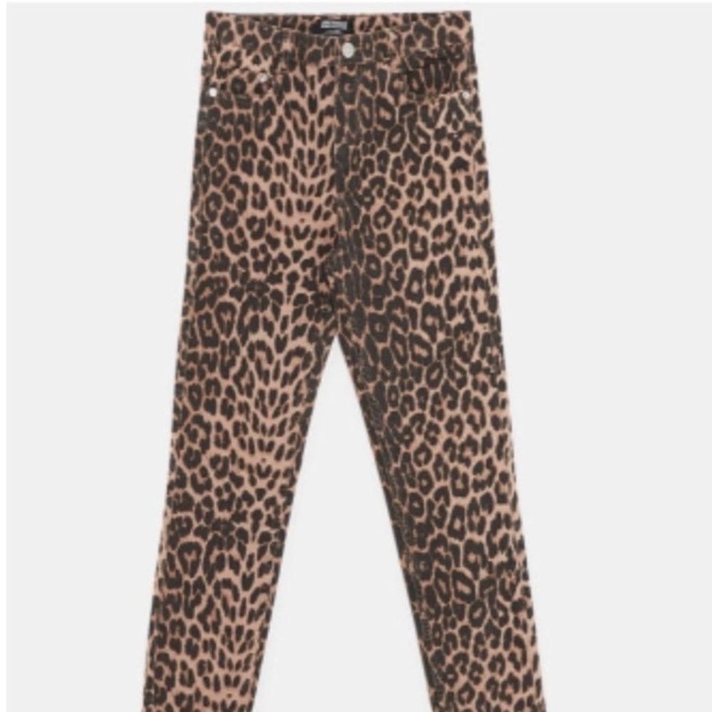 Zara Leopard Hi Rise Skinny Jeans